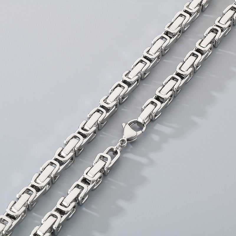 Silver 4mm 6mm 8mm Byzantine Chain Necklace Stainless Steel Jewelry For Mens