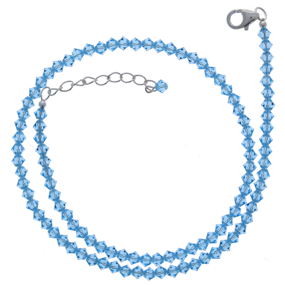 Aquamarine, Necklace, Bicone, 4mm, Sterling Silver, Made with Swarovski Beads