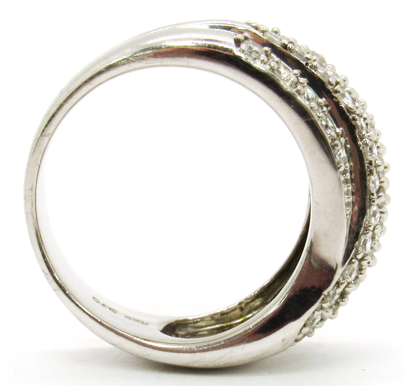 STERLING SILVER .925 SAMUEL B. BJC ETERNITY CZ CRISS CROSS WRAP BAND SIZE 9 RING