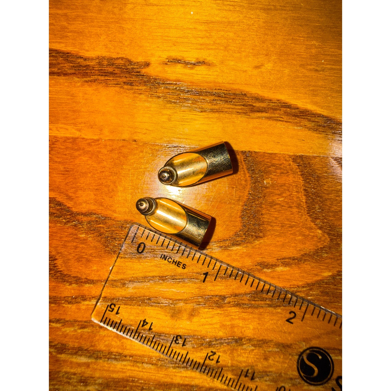 Gold Tone Curved Architectural Stud Earrings Brushed Satin Minimalist Modern