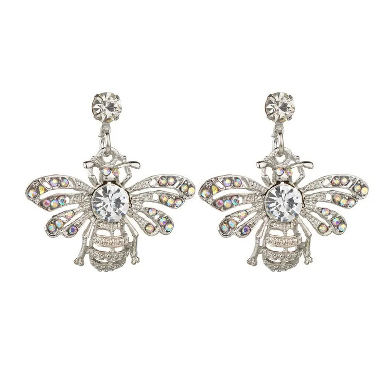 new rhinestone studded crystal bee earrings for women fashionable earrings