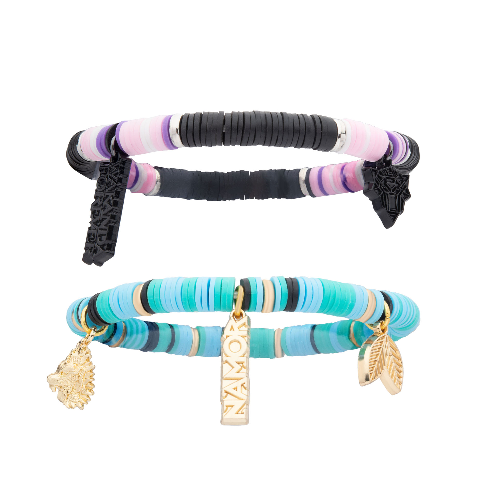 Marvel BLACK PANTHER WAKANDA FOREVER NAMOR PUKA Two Stretchy String BRACELETS