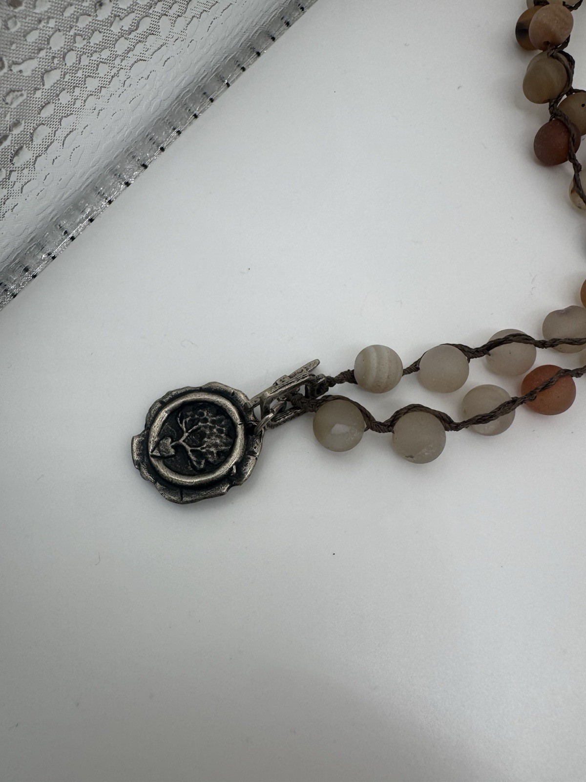 Early Love Heals Heart Beaded Long Pendant Necklace Crystal Geode