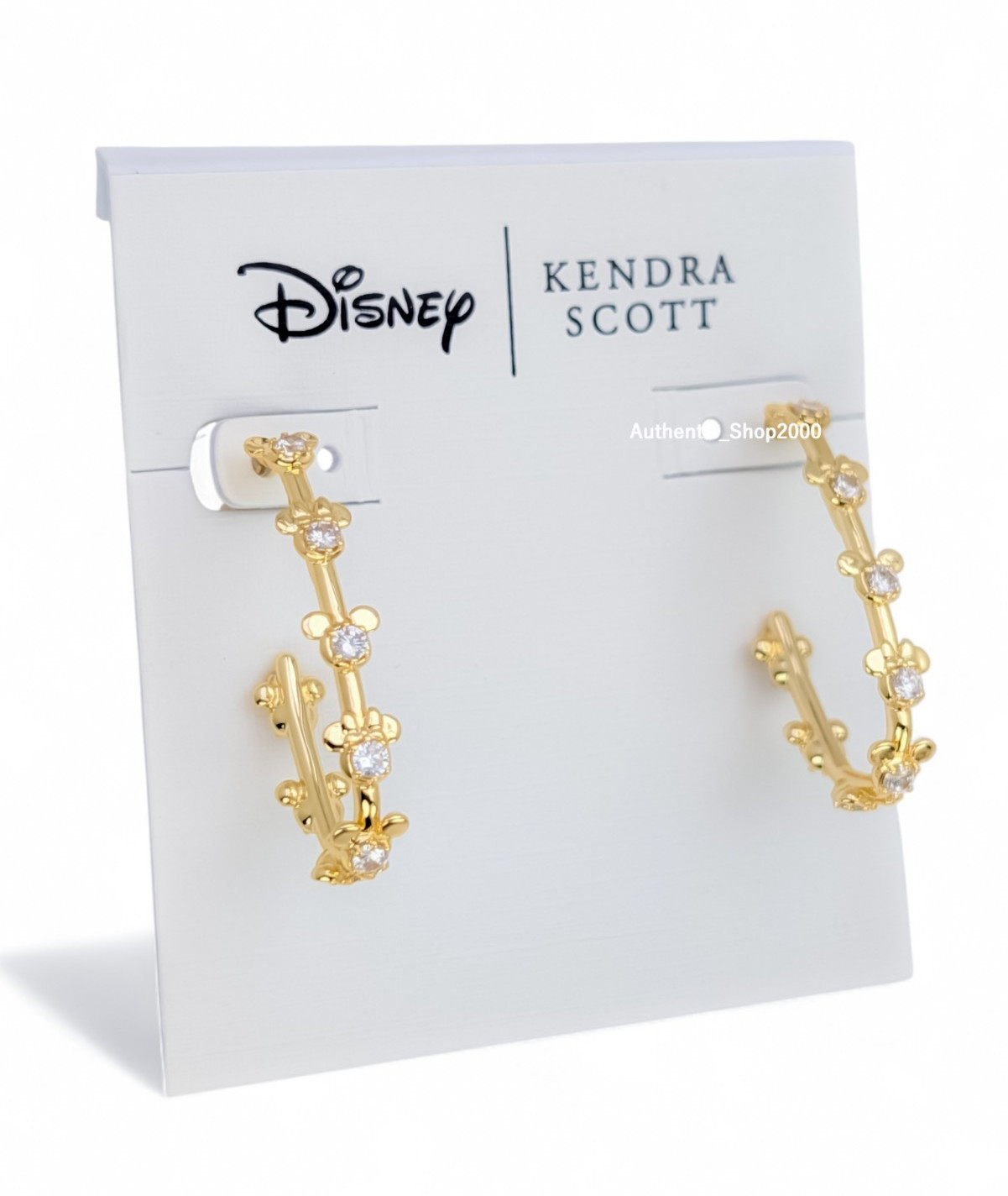 NEW 100% Auth Disney x Kendra Scott Mickey and Minnie Mouse Gold Hoop Earrings