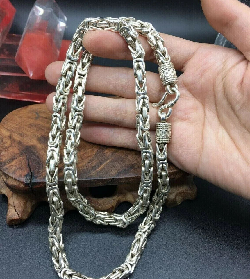 Rare Chinese Miao Tibetan silver handmade necklace Men jewelry gift