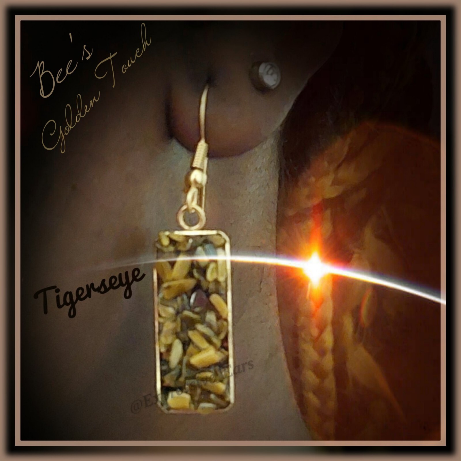 TIGERS EYE 💫 1″ inch Cute Dangle Earrings ~Goldtone – By EXPRESSIVE EARS
