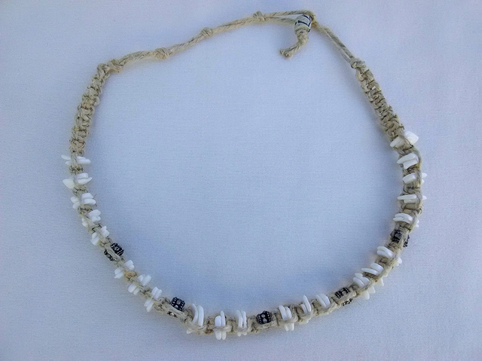 Seashell Puka Hemp Surfer Boho Necklace Ethnic Tribal 17.5″ Gift US Seller New