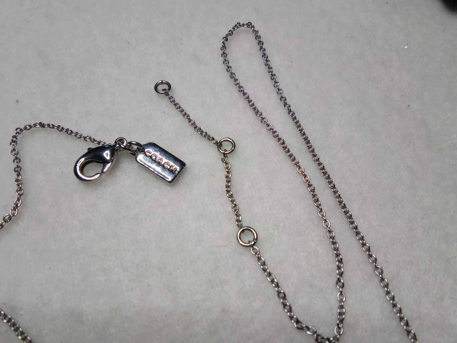 Coach Branded Silver Tone Signature Monogram C Logo Pendant Necklace