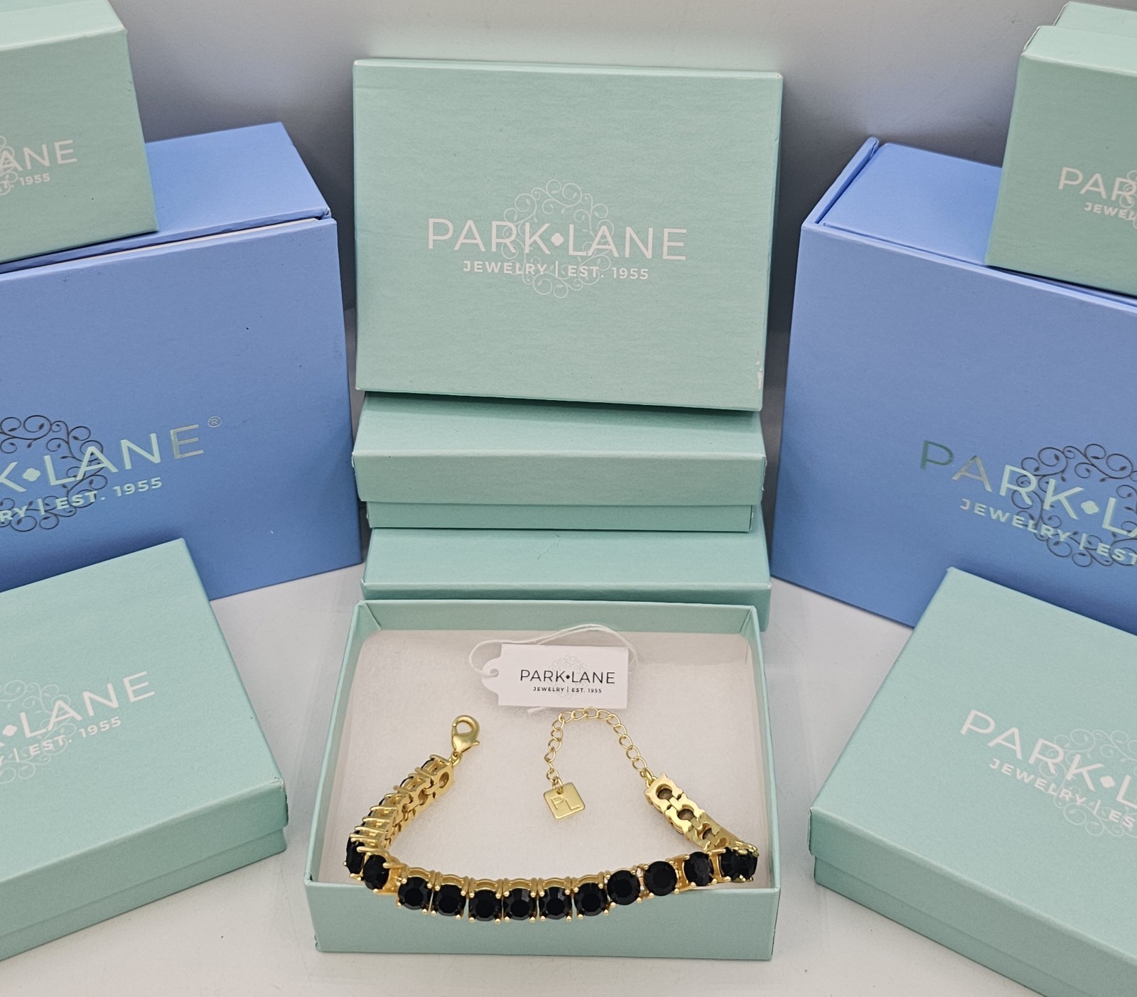 NWT Park Lane Impression Tennis Bracelet Onyx – Black AB Crystals & Gold Jewelry