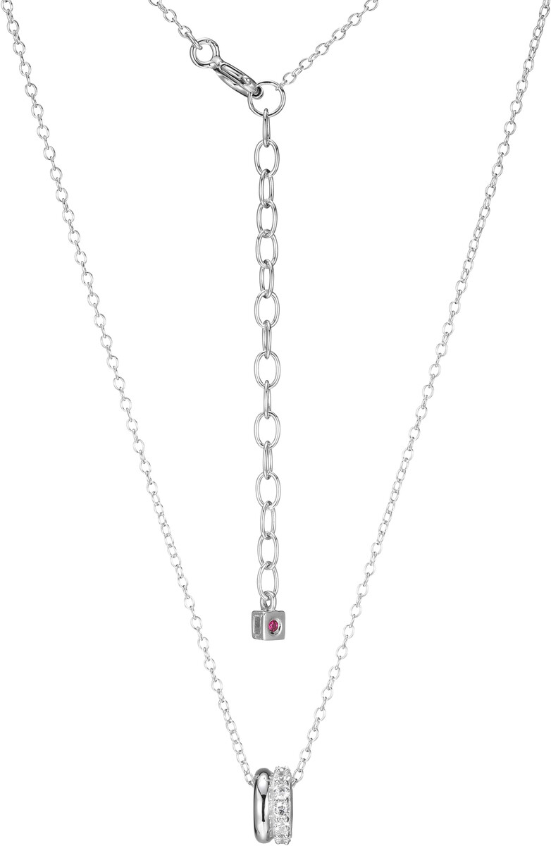 ELLE 16″+2″ Sterling Silver Necklace w/ Cubic Zirconia Pendant on a Cable Chain