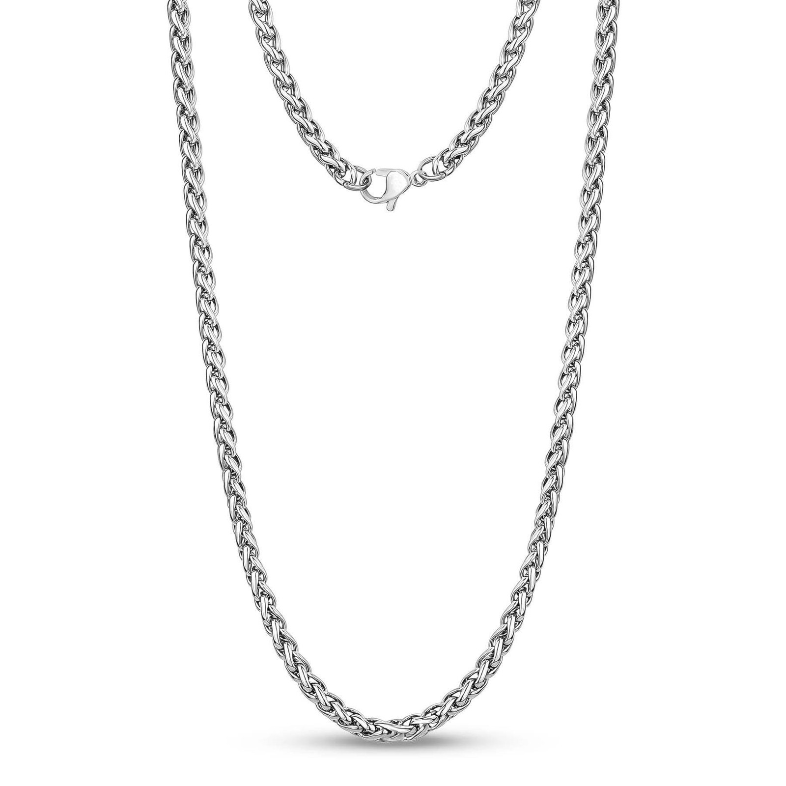 18-26″ Spiga Wheat Chain Necklace for Women Stainless Steel Gold Silver Black