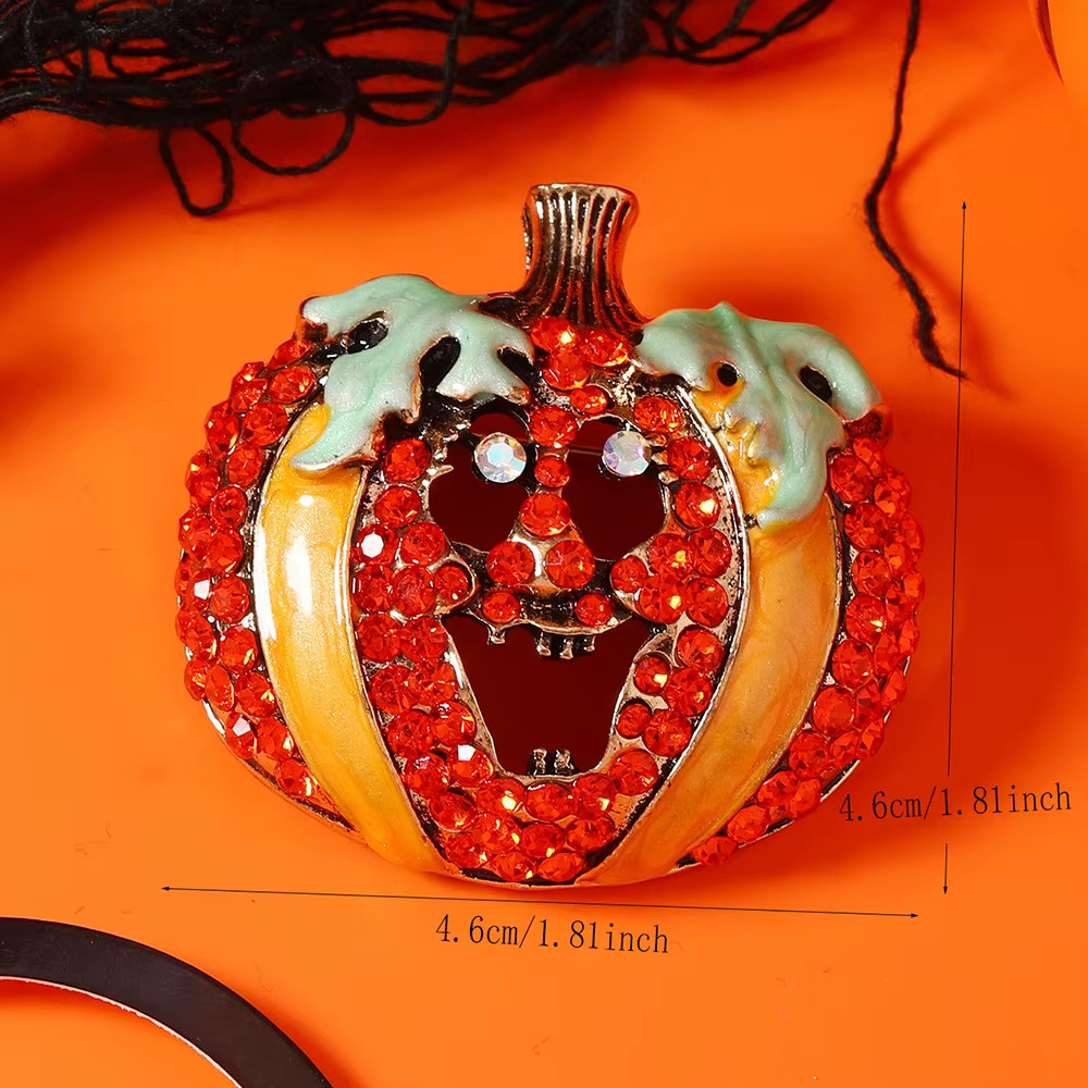 Halloween Pumpkin Brooch Gold Tone Enamel Pin–Trick or Treat Costume JewelryGift