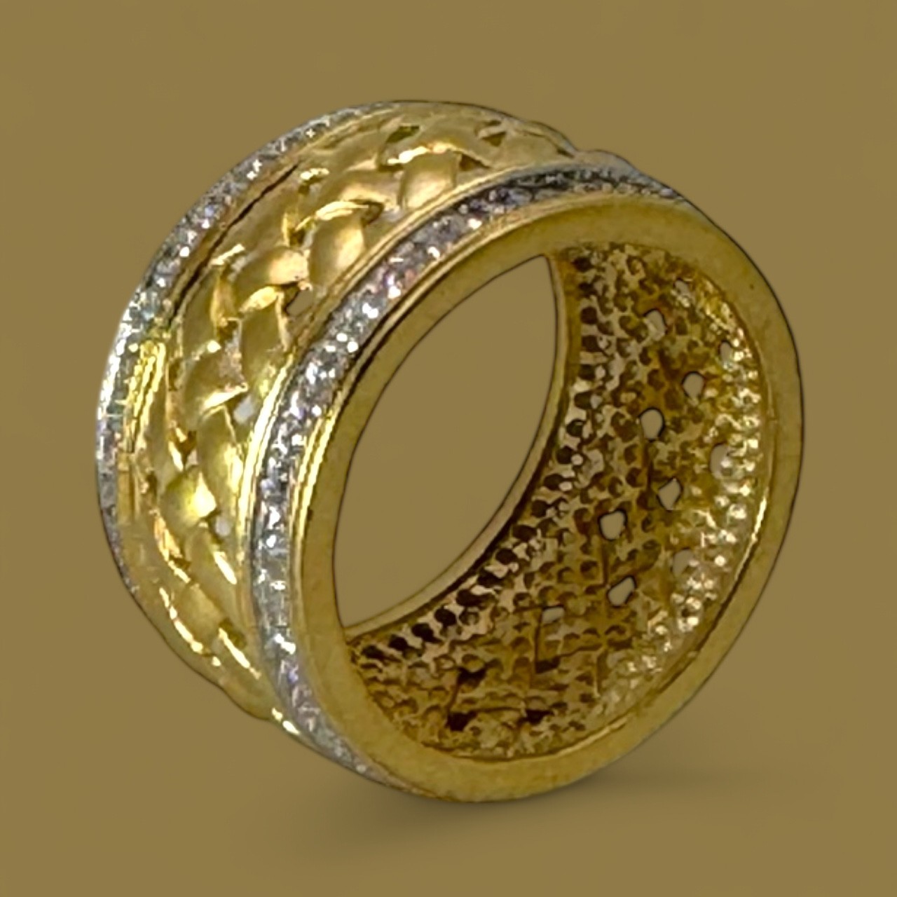 Freida Rothman Gold-Plated 925 Sterling Silver Lattice Ring Size 9 NEW $225