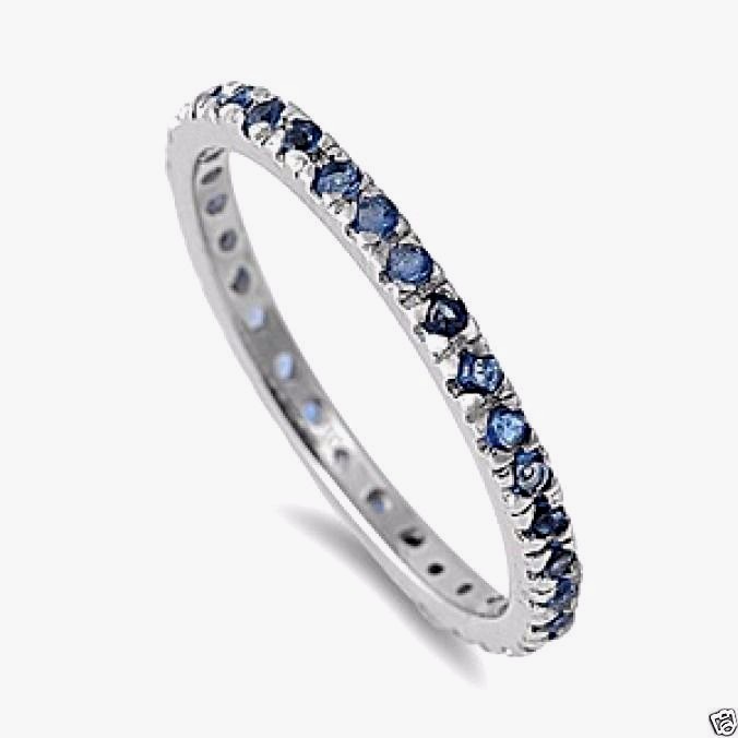 CZ Thin Band Ring Sterling Silver 925 Best Price Jewelry Selectable Sapphire CZ