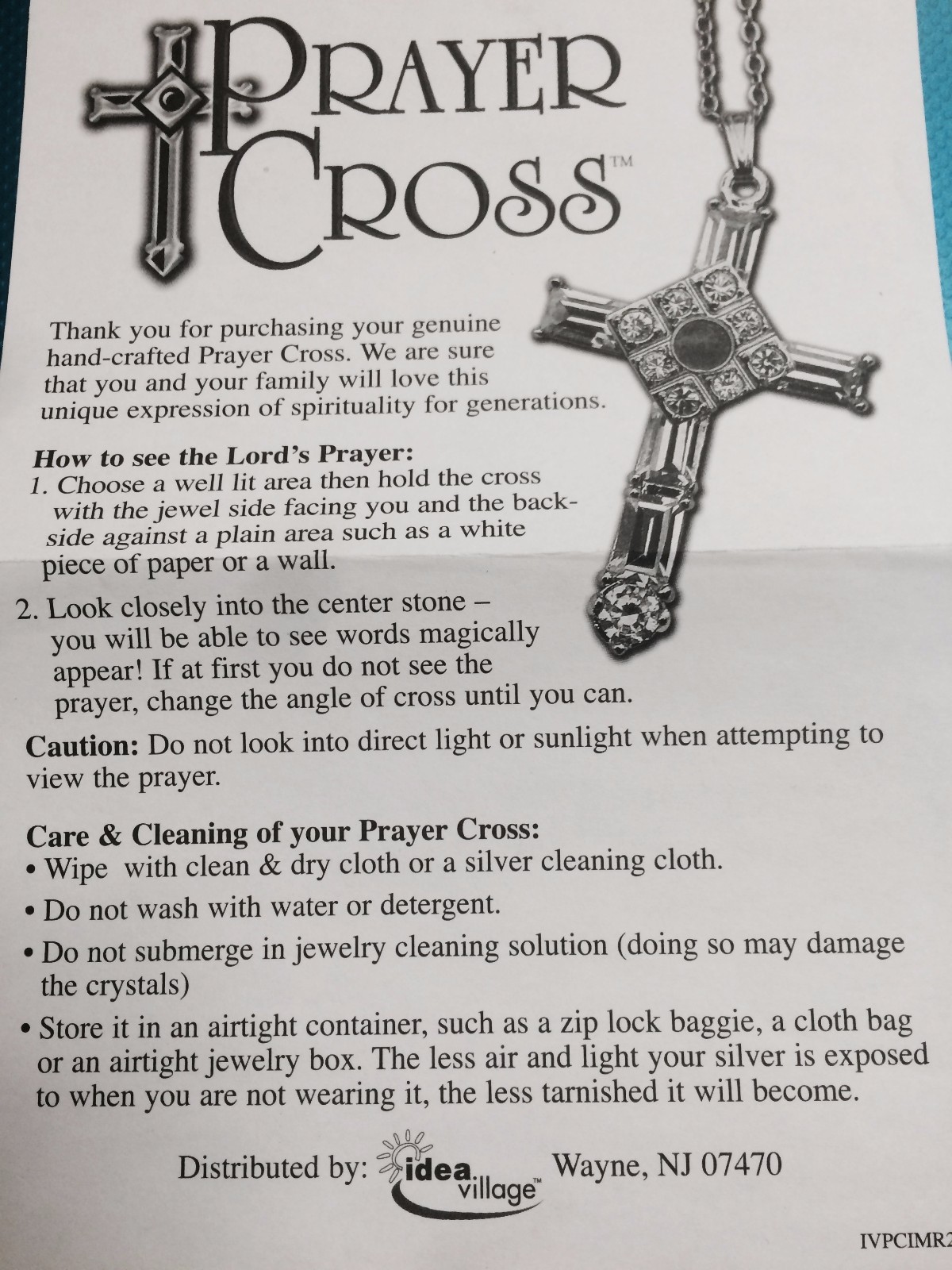 The Lords Prayer Cross Pendant Necklace – New in Beautiful Velvet Gift Box