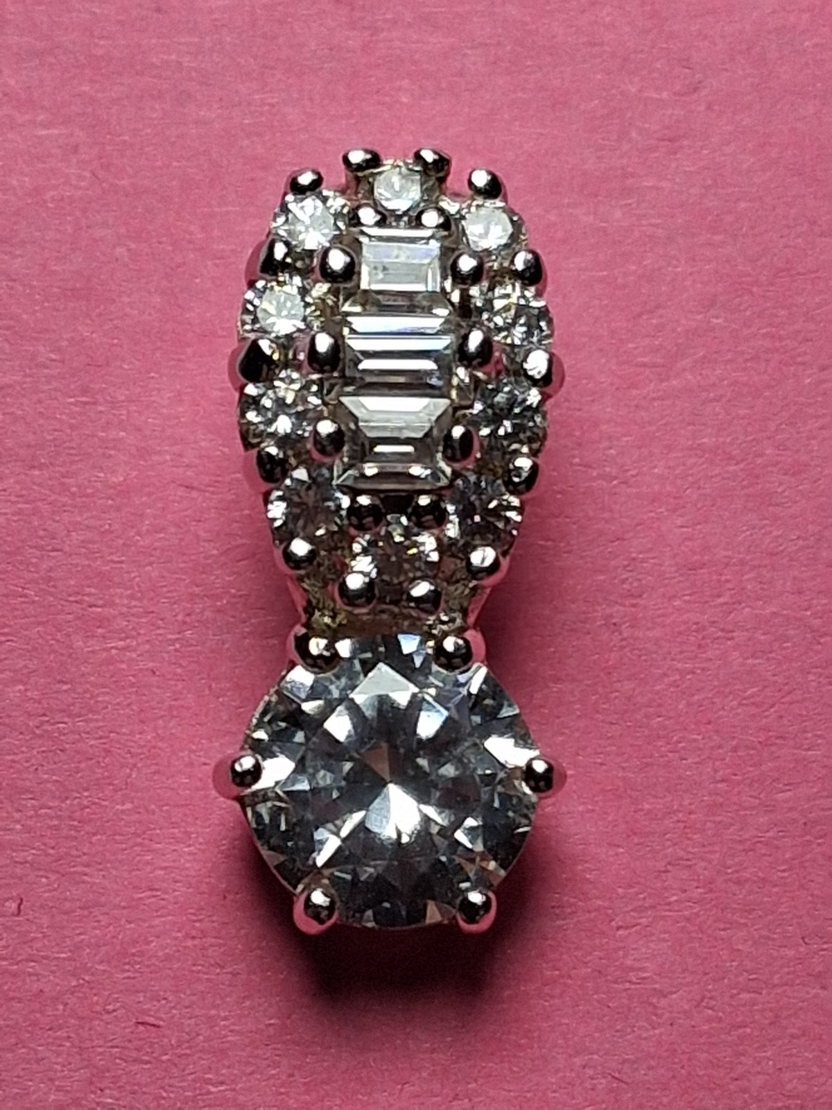 Classic Dangle 18mm X 7mm Sterling Silver .925 Cubic Zirconia Pendant (Lovely!)