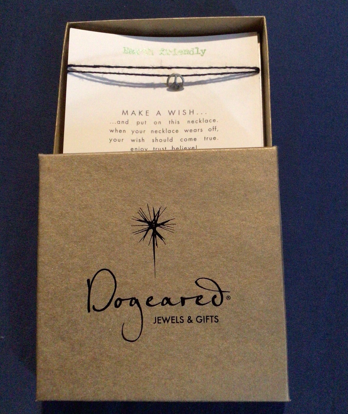 Dogeared Make A Wish Peace Sign String Necklace