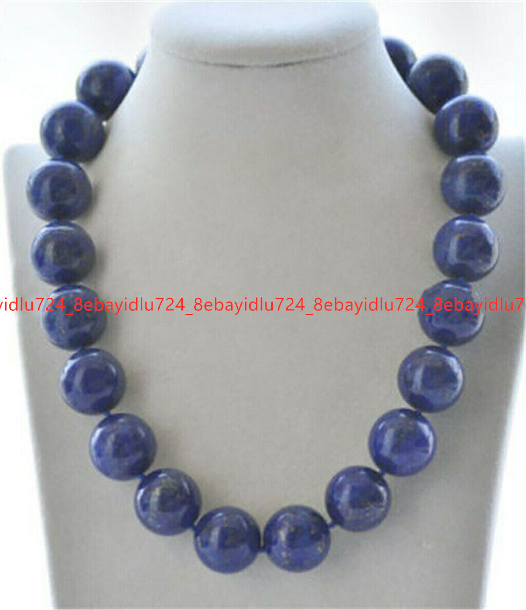 Huge 20mm Natural Blue Lapis Lazuli Round Gemstone Beads Necklace 16-32”
