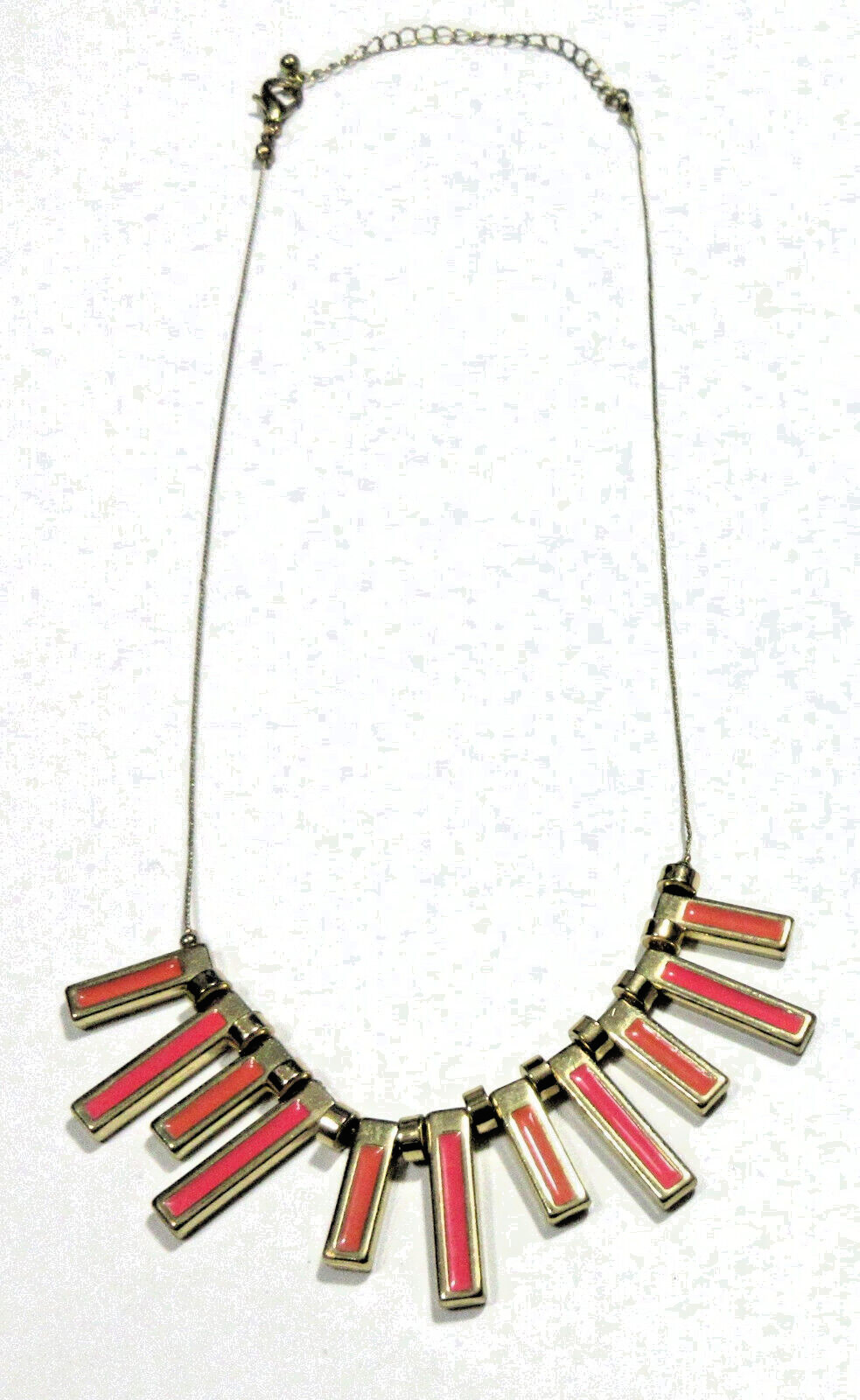 22″ adj PINK ORANGE SHADES ENAMEL Gold tone metal dangle charm Necklace Jewelry