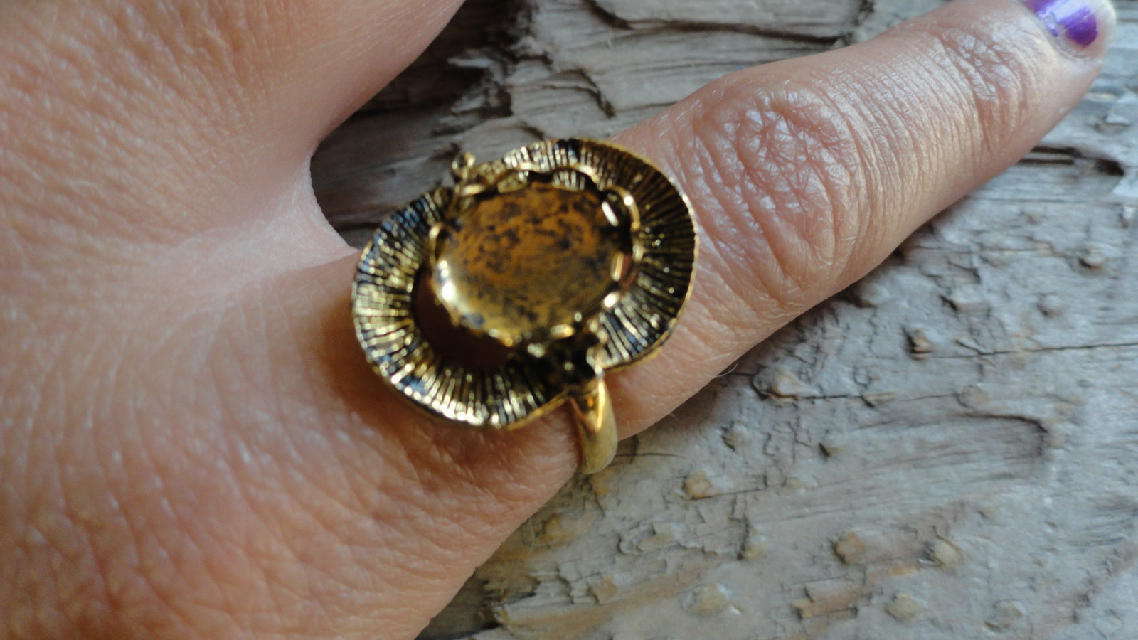 Singing Flower Ring Hamilton Gold Plated Adjustable 8x10mm Glue On (Pkg 3) 0325