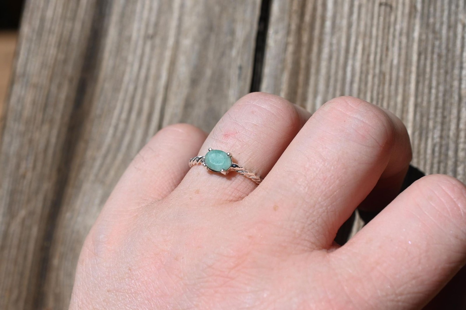 Emerald ring in sterling silver size 7.75, 8, 8.25, 8.5, 8.75
