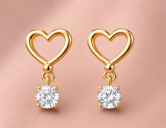 3ct Round Cut Simulated Diamond Dnagle /Drop Earrings 14k Yellow Gold Plated