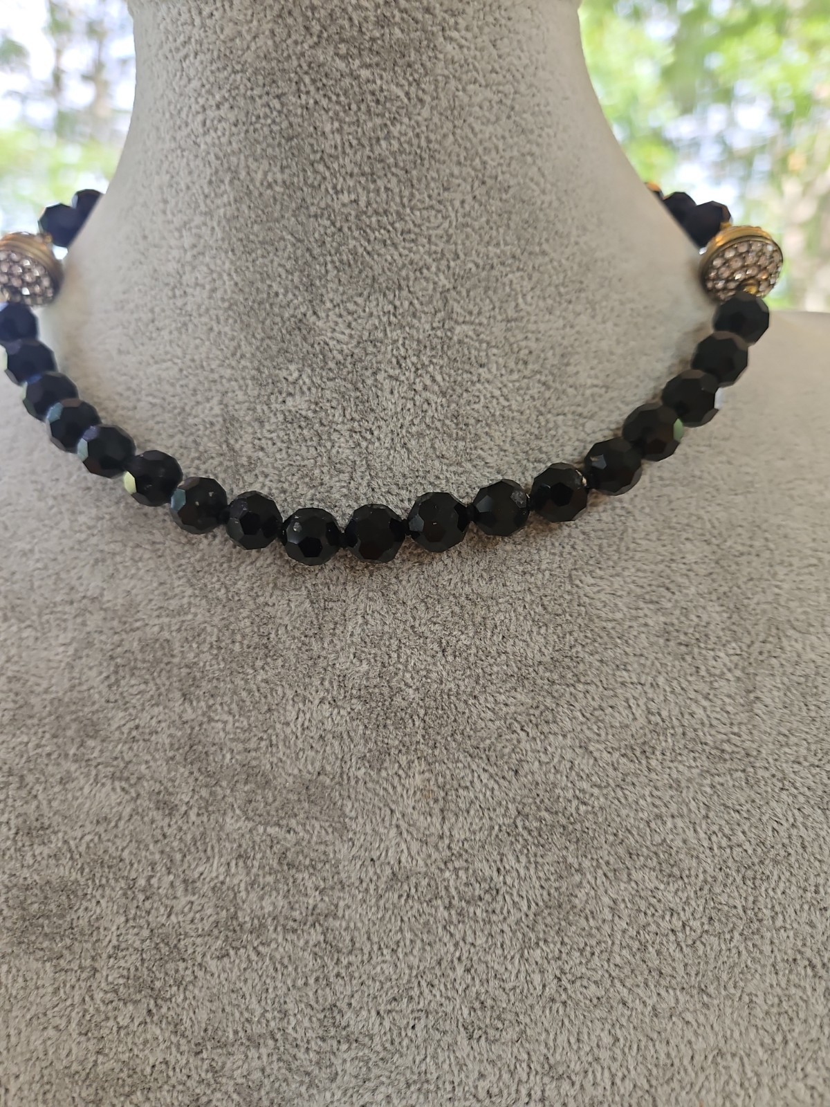 Heidi Daus BLACK Crystal Snap-Apart Magnetic Necklace With Tassel