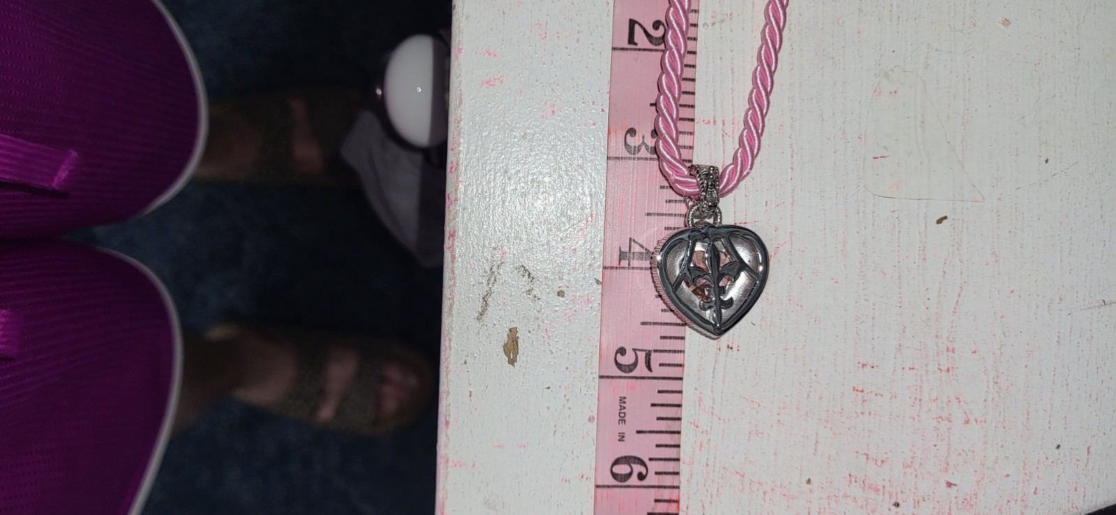 925 S.S. Vntg Pink Heart Cubic Zirconia Pendant Rope Necklace By Judith Ripka!!!