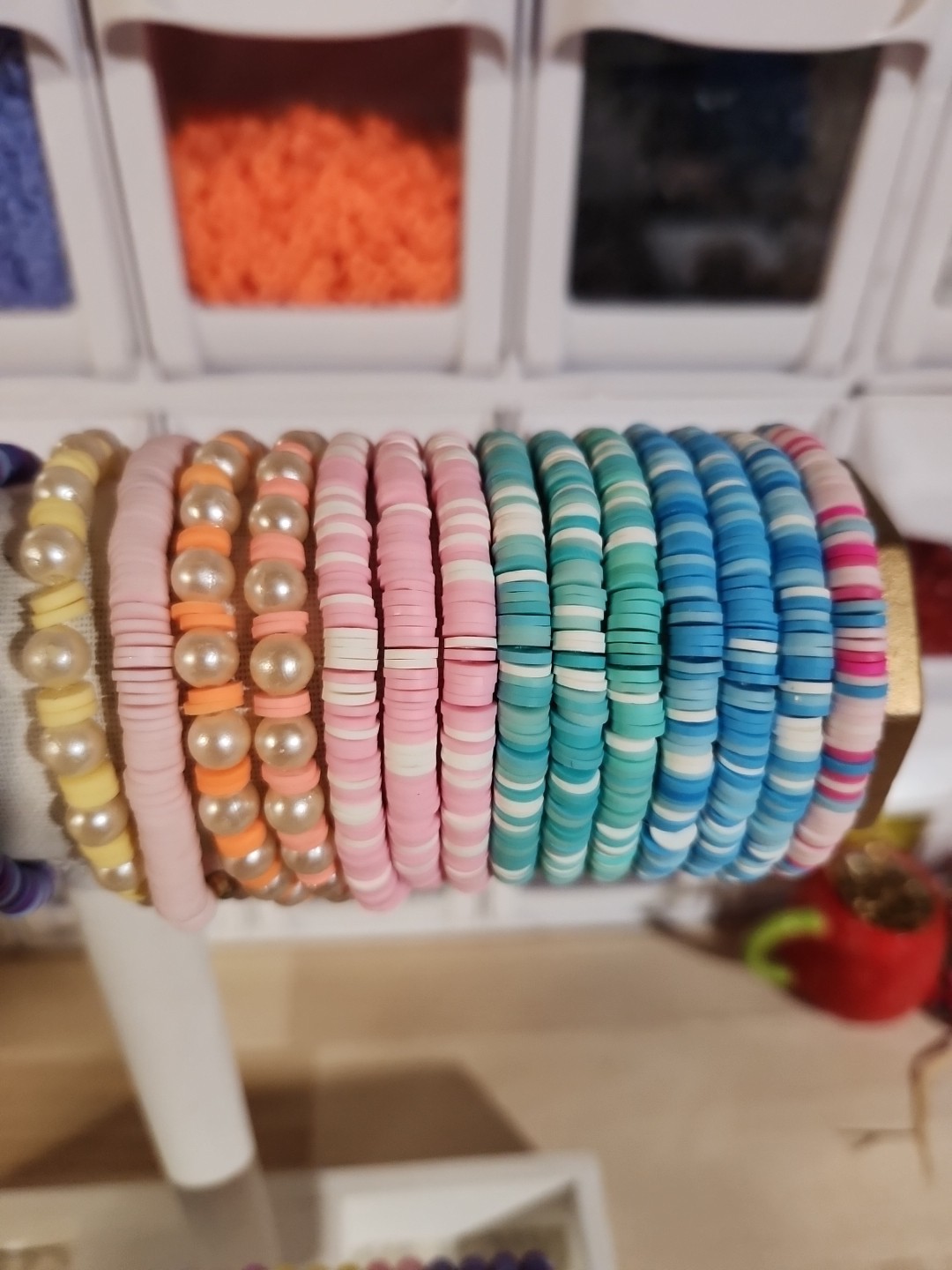 Lot of 5 handmade multicolor Polymer Clay Bead Different Colors