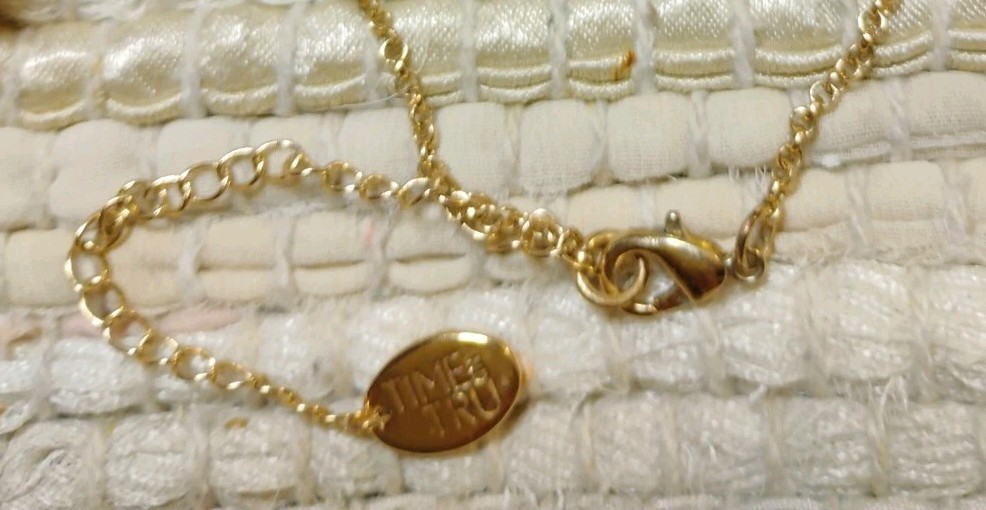 TIME and TRU 34″+ Long Bezel Set Acrylic, Glass, Stone Gems Gold Tone Necklace!