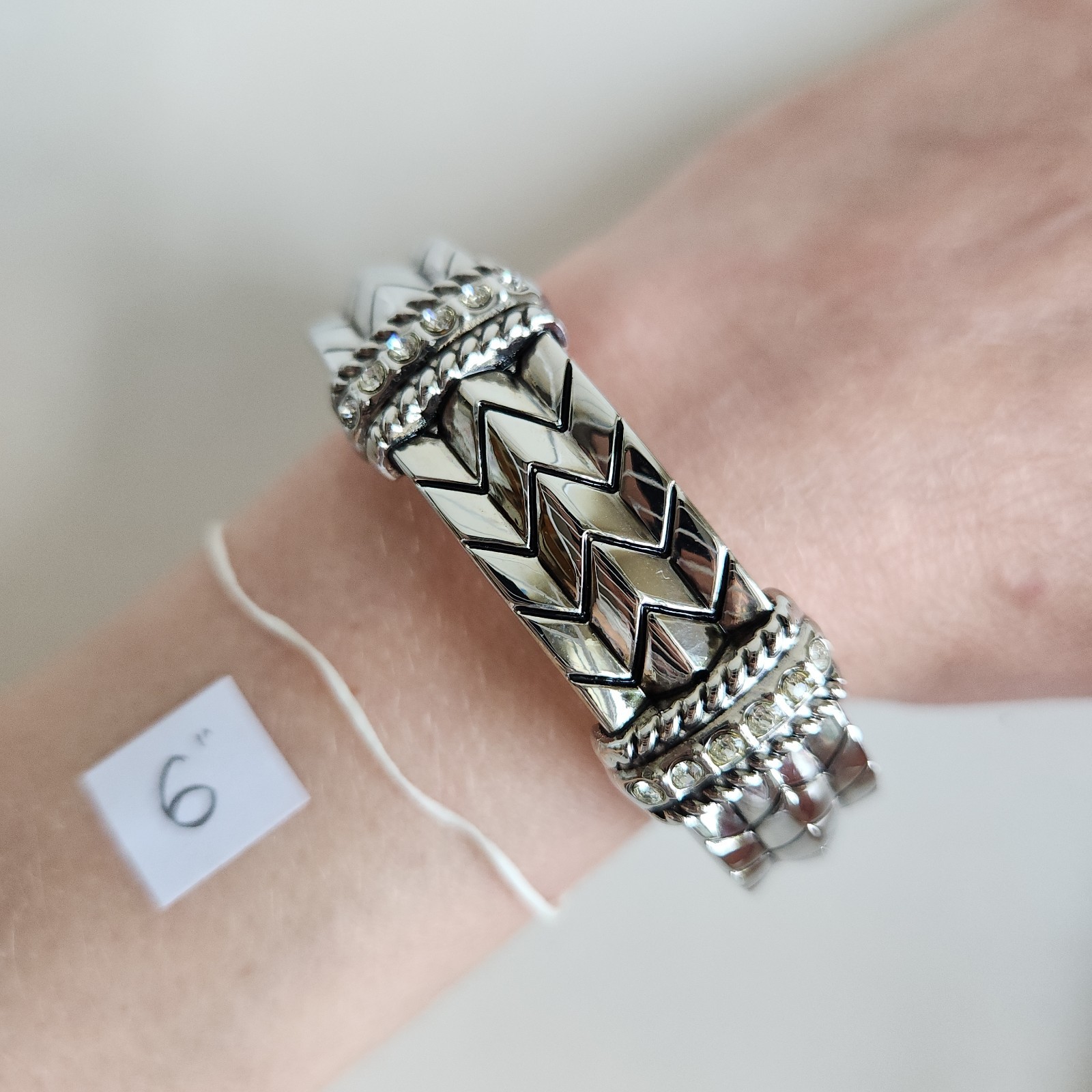 Chunky Bold Silver Tone Hinged Bangle Bracelet | Wide Statement Style | 7″ Fit