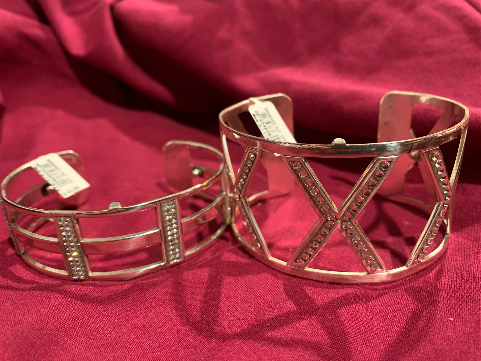 Brighton cuff Lot Of 2 NWT Silver tone Crystals With Dings Scratches
