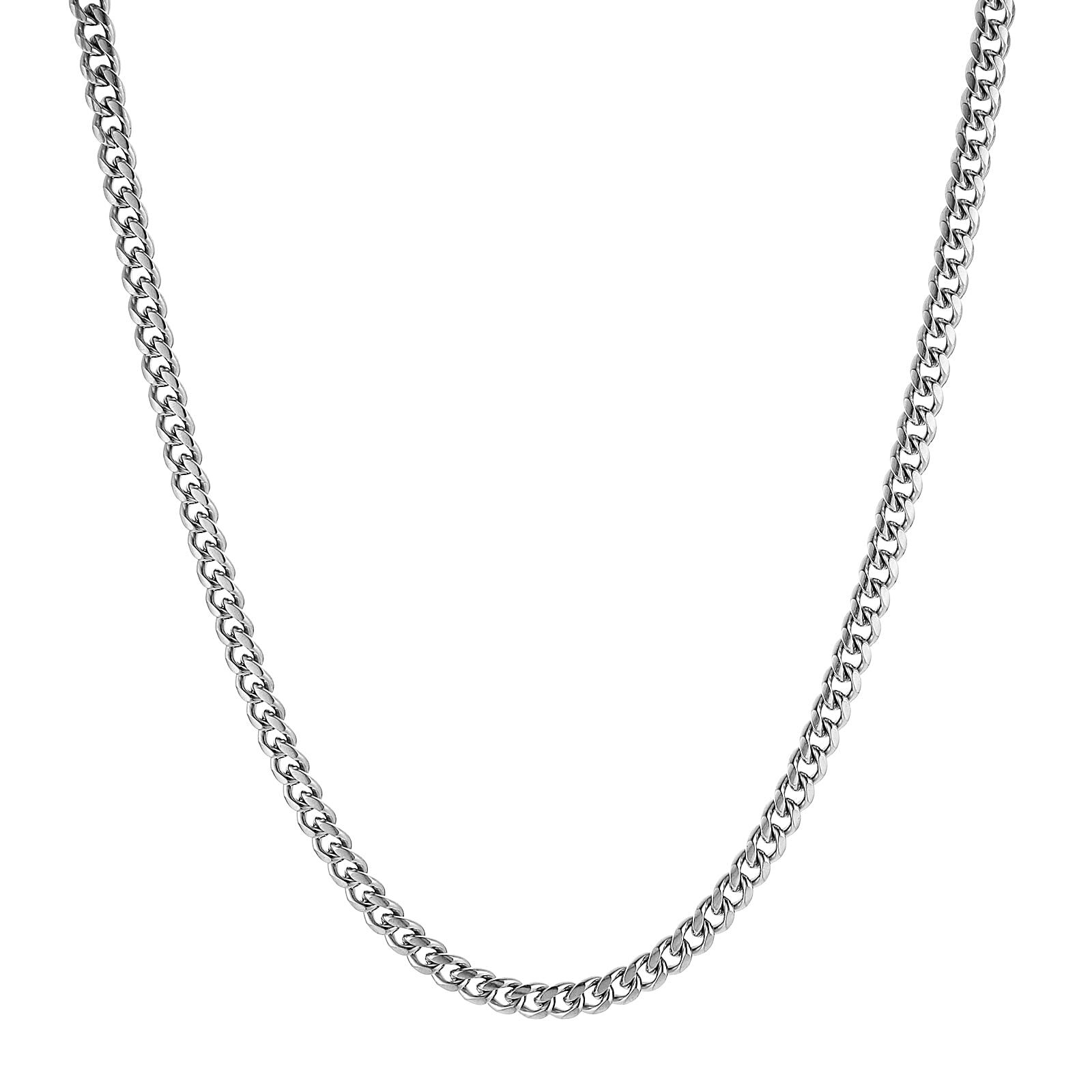Stainless Steel 7mm Cuban Chain Necklace for Men 16-30 Inch Silver