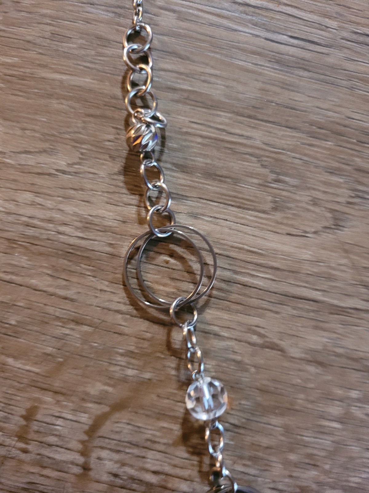 Silver Tone Crystal And Round Link Chain Lobster Clasp Women’s Fashion Jewelry