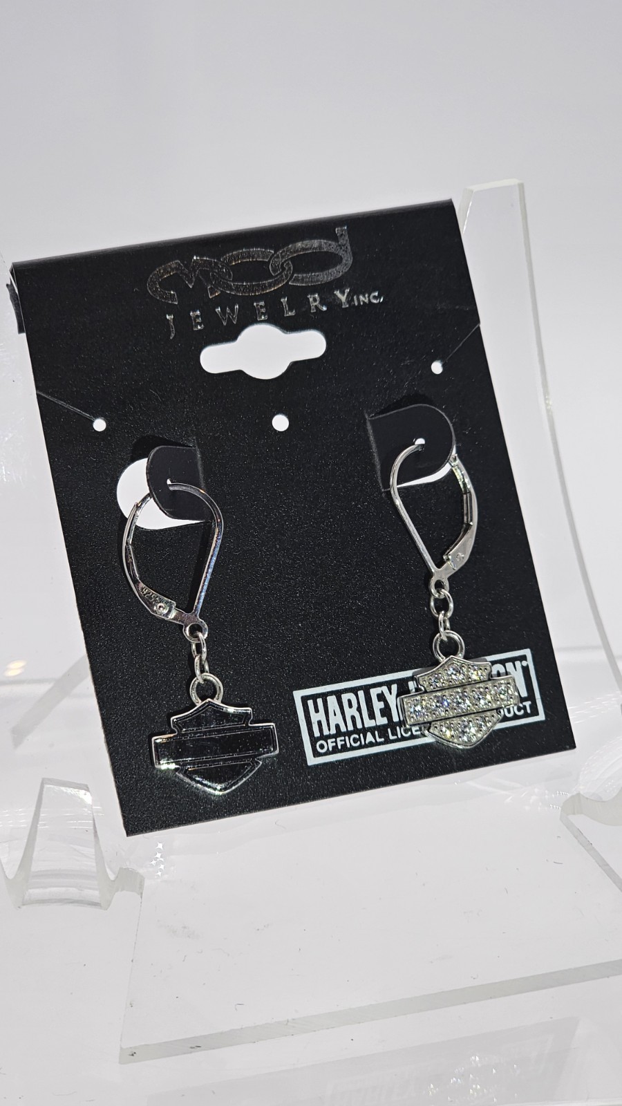Harley-Davidson Women’s Earrings, Bling Bar & Shield Dangles, Silver HDE0183