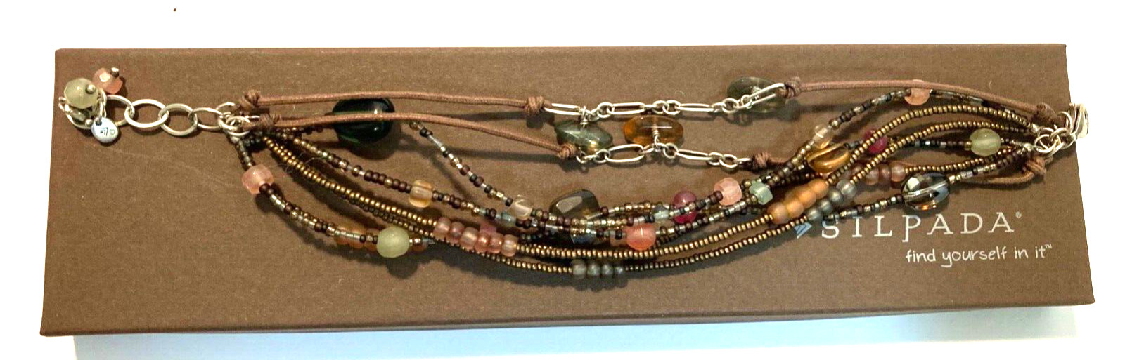 Bracelet, Silpada S/S, Chalcedony, Smoky Quartz & Beads. Lobster Clasp (B2090)