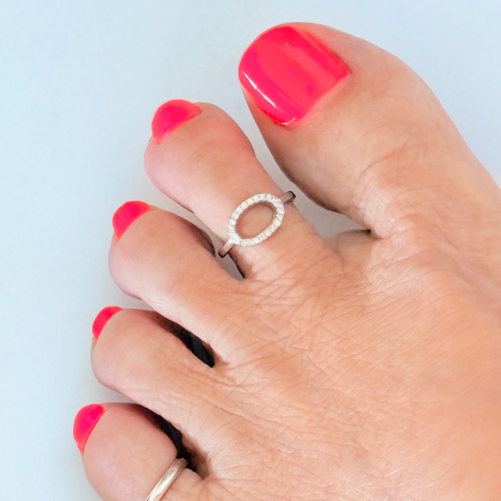 Sterling Silver Open Circle Toe Ring With Clear CZ, Toe Ring, Silver Rings