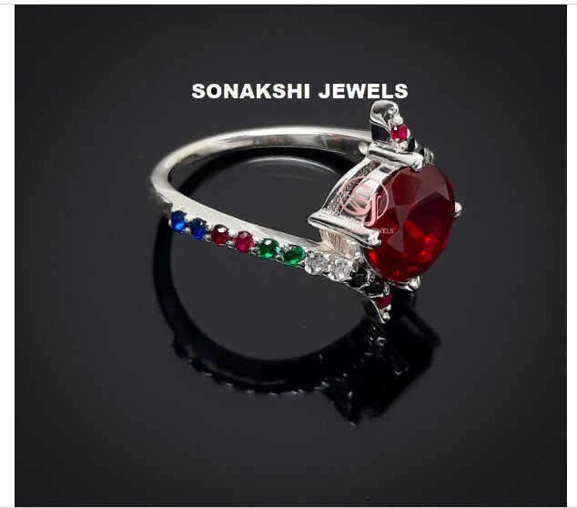 Handmade Design 925 Sterling Silver Red Cubic Zirconia Halo Ring