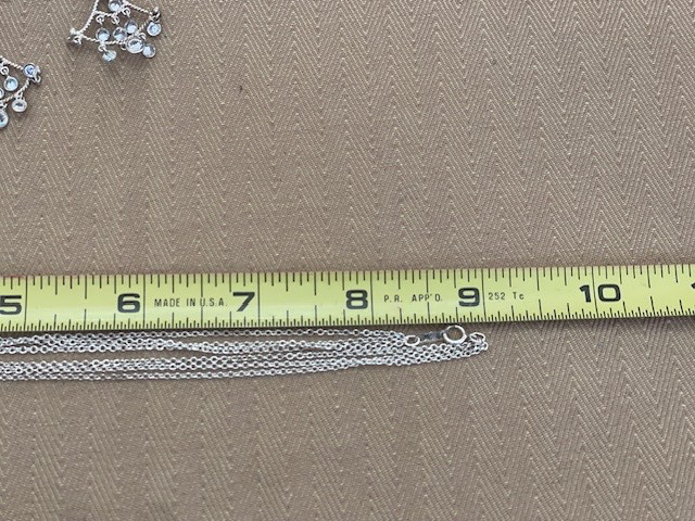 JCM Jacmel 925 Sterling Silver Layered Chain Necklace & Earrings Set 12.7 Grams