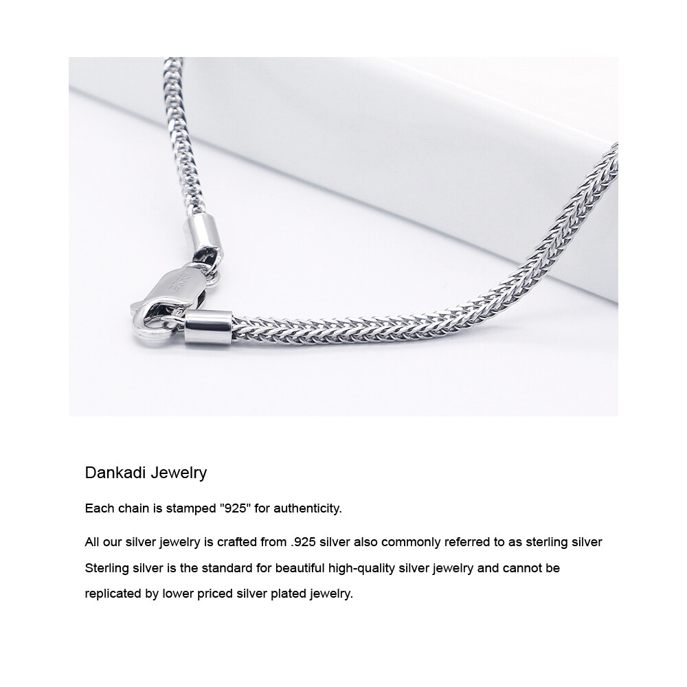 925 Sterling Silver Solid 2mm Foxtail Chain Necklace 18″ to 28″ for Women & Men