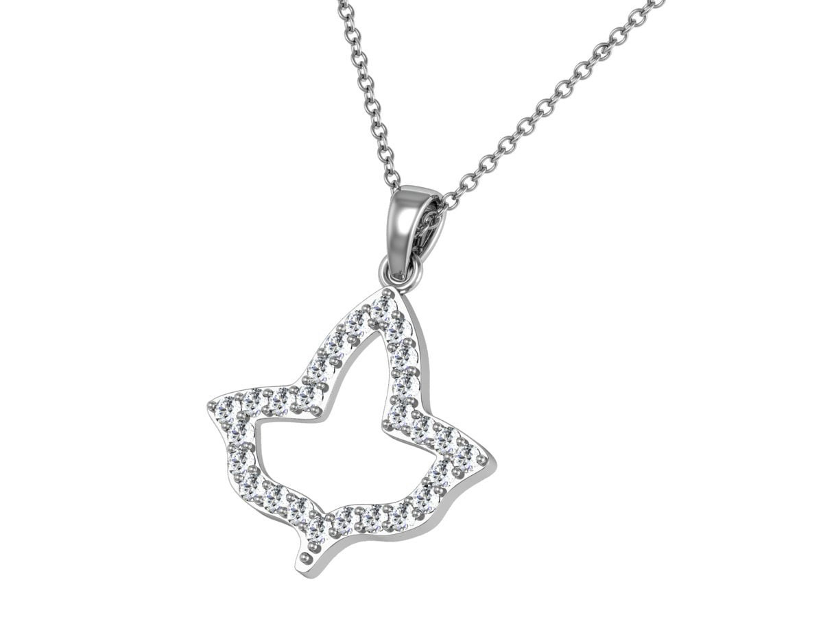 Ivy Leaf with Crystal Necklace regular size – Sterling Silver