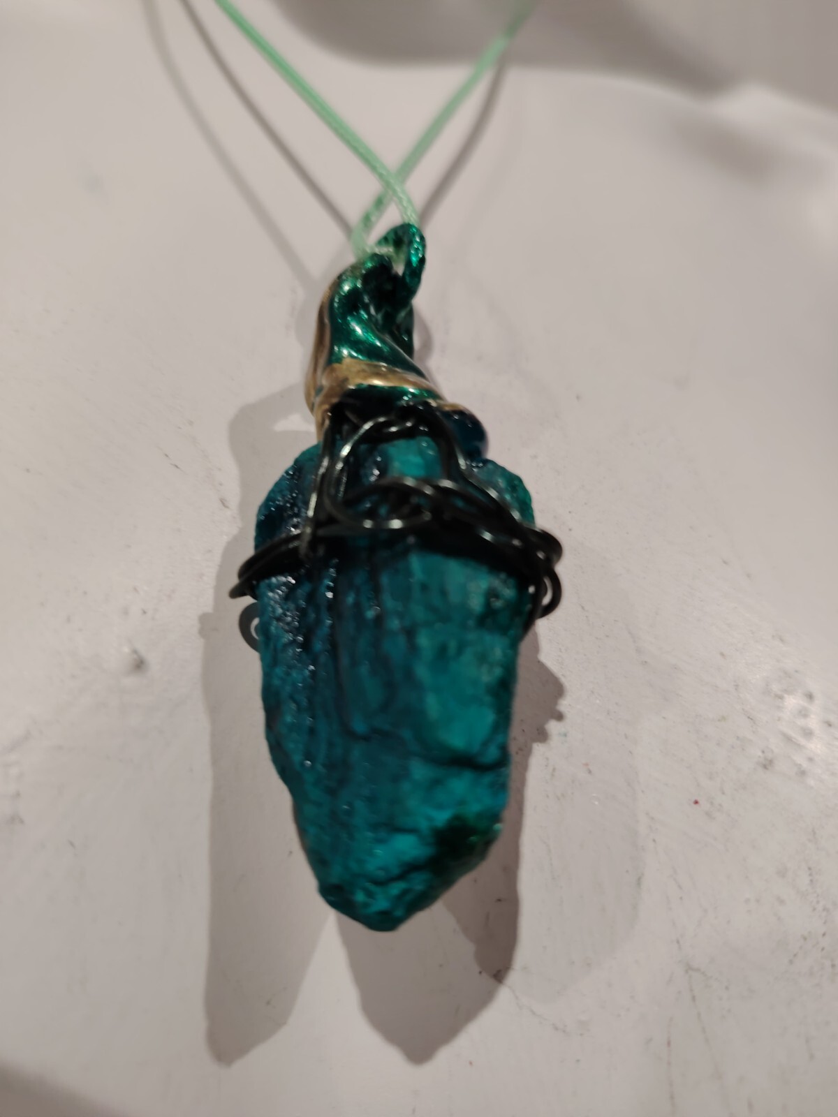 Uncut Gemstone Pendant Necklace Magic Portal Raw Stone Amulet Frog Spirit Witch