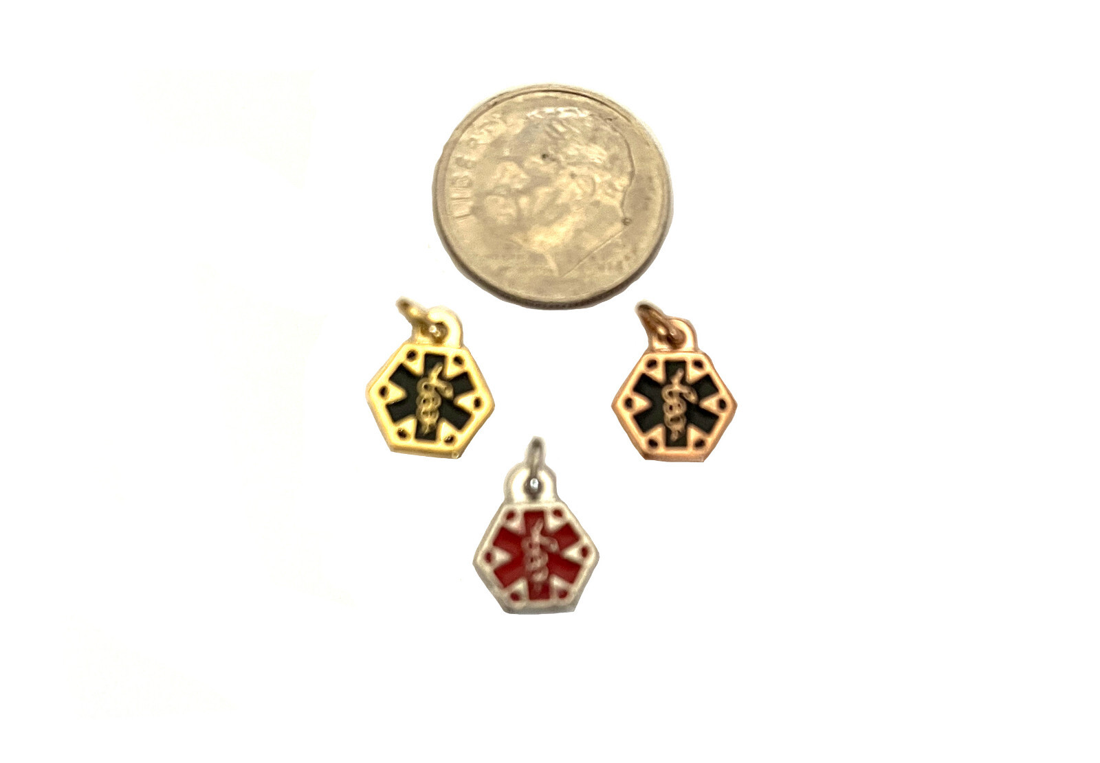 Medical Alert ID Symbol Mini Charms Silver, Gold, Rose Gold Stainless Steel