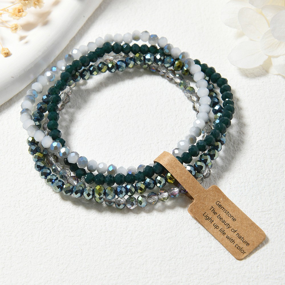 Colorful Glass 4pcs/set Bracelet for Women Retro Fashionable Stacked Bracelet