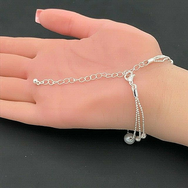 Triple Row Pearl Ball Bracelets Sterling Silver NEW LOWEST PRICE