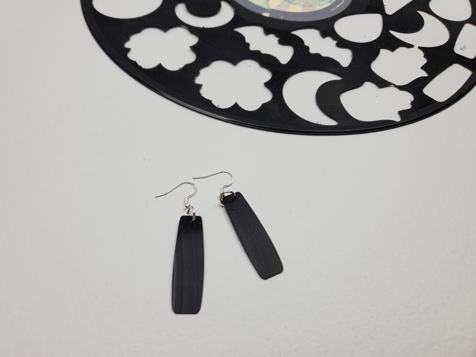 Upcycled Bar Earrings Dangle Drop Reclaimed Jewlery Repurposed Vinyl Rock N Roll