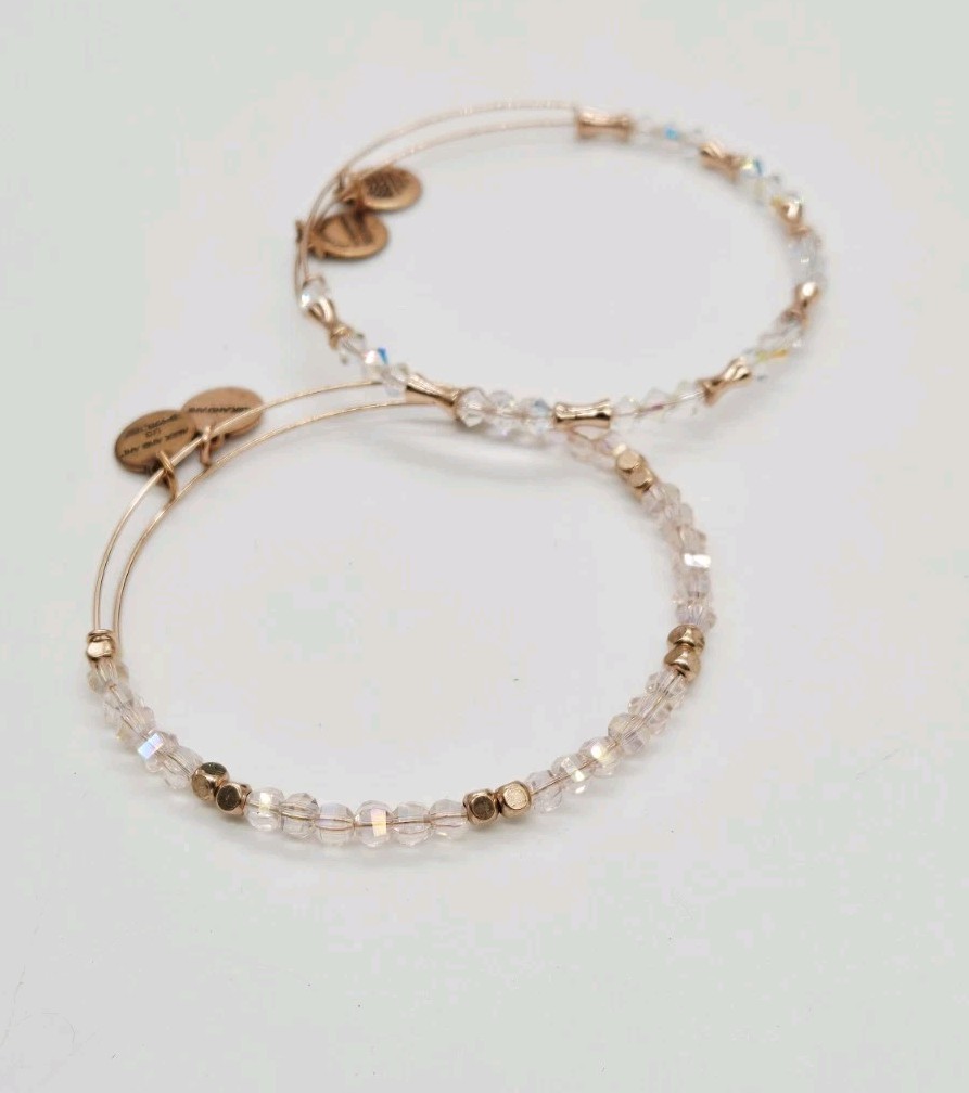Alex and Ani Charm Bracelet Lot of 2 Rose Gold tone Bangle boho energy OSFM #1