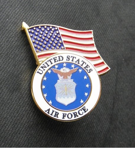 U.S. Airforce USAF Emblem US Flag Genuine Military Lapel Pin 1-5/8″