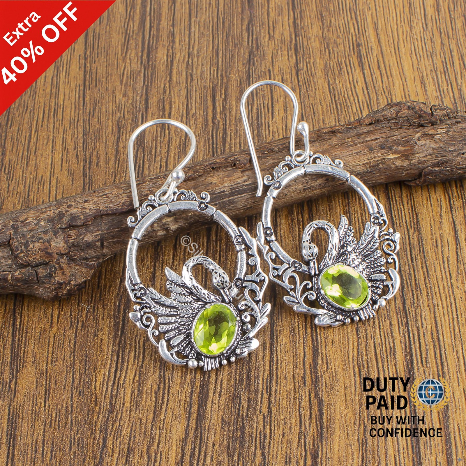Peridot Stone Wedding Dangle Drop Artisan Engagement Earrings Jewelry 925 Silver