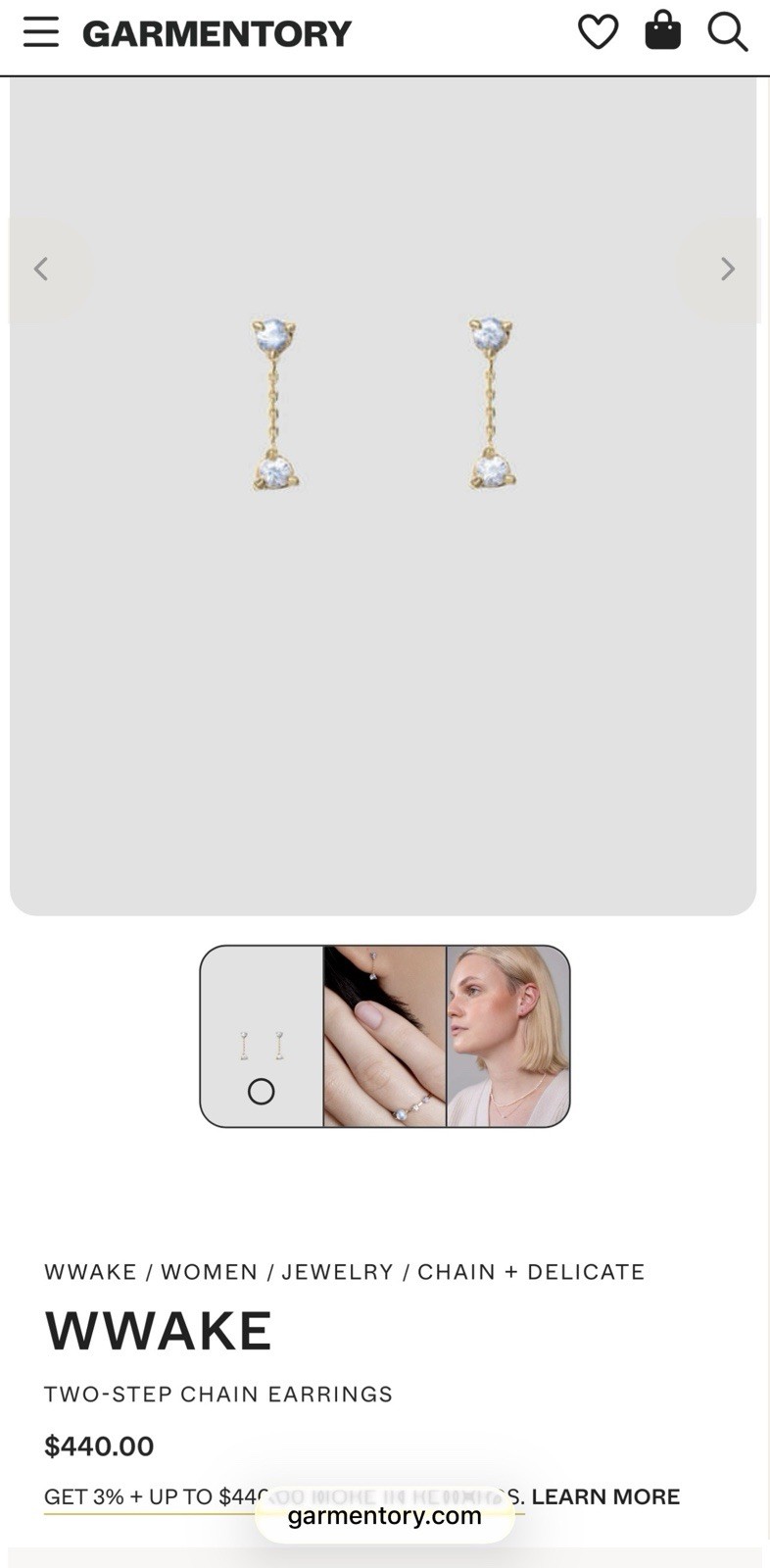 without packaging WWAKE Sapphire Earrings 14k Yellow Gold Two Step Chain G2U
